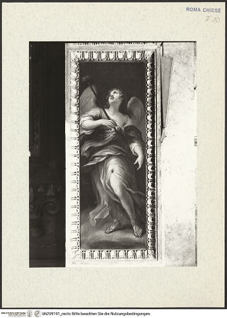 Vorderseite von ICCD (GFN) [https://www.deutsche-digitale-bibliothek.de/content/lizenzen/rv-ez/] Zyklus von Engeln mit den Leidenswerkzeugen - rechter Pilaster, unten: Engel mit Essigschwamm, bh299191_recto. Foto.