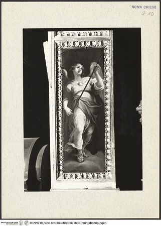 Vorderseite von ICCD (GFN) [https://www.deutsche-digitale-bibliothek.de/content/lizenzen/rv-ez/] Zyklus von Engeln mit den Leidenswerkzeugen - linker Pilaster, unten: Engel mit Lanze, bh299218_recto. Foto.