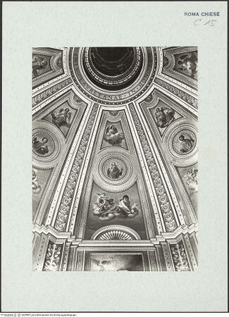 Vorderseite von ICCD [https://www.deutsche-digitale-bibliothek.de/content/lizenzen/rv-ez/] Sibyllen, Propheten, Engel und HeiligeSegment: Prophet, Heiliger Einsiedler und Engel - Kuppelwölbung, Ausschnitt, bh299507_recto. Foto.