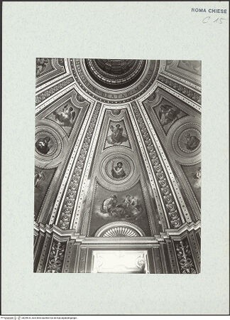 Vorderseite von ICCD [https://www.deutsche-digitale-bibliothek.de/content/lizenzen/rv-ez/] Sibyllen, Propheten, Engel und HeiligeSegment: Prophet, Johannes der Täufer und Engel - Kuppelwölbung, Ausschnitt, bh299510_recto. Foto.