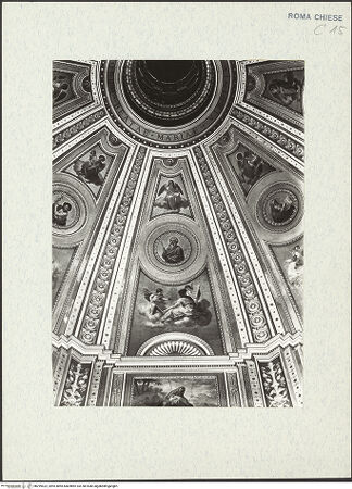 Vorderseite von ICCD [https://www.deutsche-digitale-bibliothek.de/content/lizenzen/rv-ez/] Sibyllen, Propheten, Engel und HeiligeSegment: Sibylle, Heiliger Bartholomäus und Engel - Kuppelwölbung, Ausschnitt, bh299522_recto. Foto.