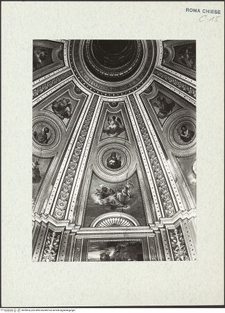 Vorderseite von ICCD [https://www.deutsche-digitale-bibliothek.de/content/lizenzen/rv-ez/] Sibyllen, Propheten, Engel und HeiligeSegment: Sibylle, Heiliger und Engel - Kuppelwölbung, Ausschnitt, bh299524_recto. Foto.