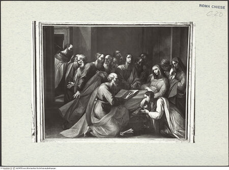 Vorderseite von ICCD [https://www.deutsche-digitale-bibliothek.de/content/lizenzen/rv-ez/] Tod Mariens - Gesamtansicht, bh299553_recto. Foto.