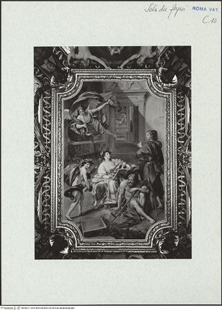 Vorderseite von Bibliotheca Hertziana [https://www.deutsche-digitale-bibliothek.de/content/lizenzen/rv-ez/] DeckendekorationAllegorie auf das Museum Clementinum - , bh300377_recto. Foto.