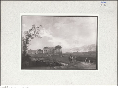 Vorderseite von Courtauld Institute of Art [https://www.deutsche-digitale-bibliothek.de/content/lizenzen/rv-ez/] Ansicht von Paestum - Gesamtansicht, bh300450_recto. Foto.