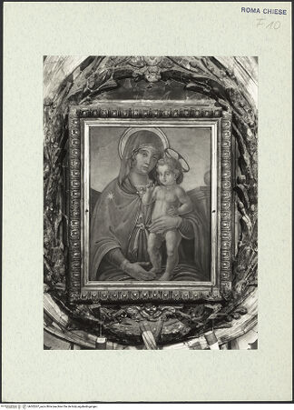 Vorderseite von ICCD [https://rightsstatements.org/page/CNE/1.0/] Thronende Maria mit Kind - , bh302267_recto. Foto.