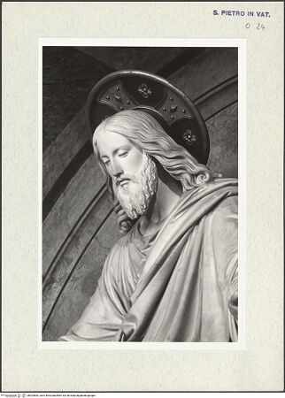 Vorderseite von Bibliotheca Hertziana [https://www.deutsche-digitale-bibliothek.de/content/lizenzen/rv-fz/] Grabmal von Papst Pius VIII. Albani - Detail: Portrait Christus, bh303806_recto. Foto: Wiedenhoeft, Ron.