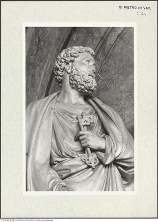 Vorderseite von Bibliotheca Hertziana [https://www.deutsche-digitale-bibliothek.de/content/lizenzen/rv-fz/] Grabmal von Papst Pius VIII. Albani - Detail: Portrait St. Peter, bh303808_recto. Foto: Wiedenhoeft, Ron.