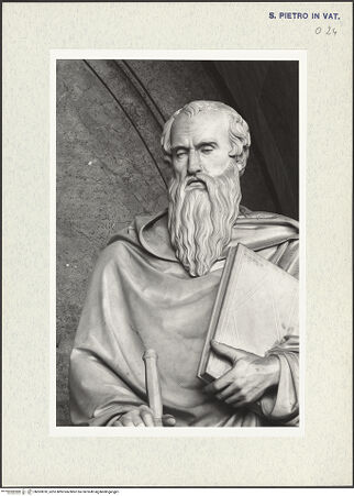 Vorderseite von Bibliotheca Hertziana [https://www.deutsche-digitale-bibliothek.de/content/lizenzen/rv-fz/] Grabmal von Papst Pius VIII. Albani - Detail: Portrait St. Paul, bh303810_recto. Foto: Wiedenhoeft, Ron.