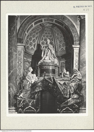 Vorderseite von Bibliotheca Hertziana [https://www.deutsche-digitale-bibliothek.de/content/lizenzen/rv-fz/] Grabmal von Papst Alexander VII. Chigi - Gesamtaufnahme, bh303936_recto. Foto: Wiedenhoeft, Ron.