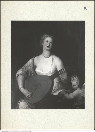 Vorderseite von unbekannt [https://www.deutsche-digitale-bibliothek.de/content/lizenzen/rv-ez/] Lautenspielerin mit Amorette (Allegorie der Musik) - Gesamtansicht, bh304267_recto. Foto.