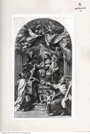 Vorderseite von  [http://creativecommons.org/publicdomain/mark/1.0/] Thronende Maria mit Heiligen und Engeln - , bh304353. Foto.