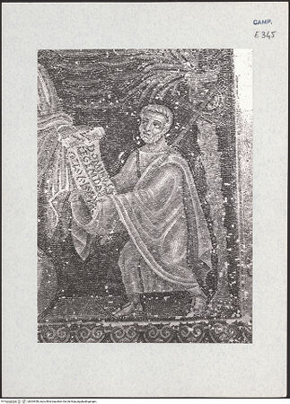 Vorderseite von ICCD [https://www.deutsche-digitale-bibliothek.de/content/lizenzen/rv-ez/] Szenen aus dem Leben Christi, Apostel und EvangelistensymboleSzenen aus dem Leben Christi: Traditio Legis - Detail: Petrus, bh304458_recto. Foto.