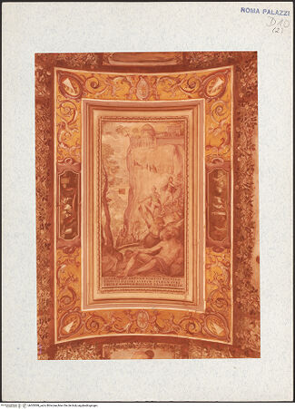 Vorderseite von Vasari [https://www.deutsche-digitale-bibliothek.de/content/lizenzen/rv-ez/] Die Taten des Herkules und Laubengang mit TierenHerkules am Scheideweg - , bh305389_recto. Foto: Vasari, Giorgio.