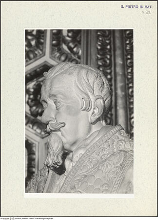 Vorderseite von Bibliotheca Hertziana [https://www.deutsche-digitale-bibliothek.de/content/lizenzen/rv-fz/] Grabmal von Papst Alexander VII. ChigiPapst Alexander VII. - Detail, Kopf im Profil, bh305634_recto. Foto: Wiedenhoeft, Ron.