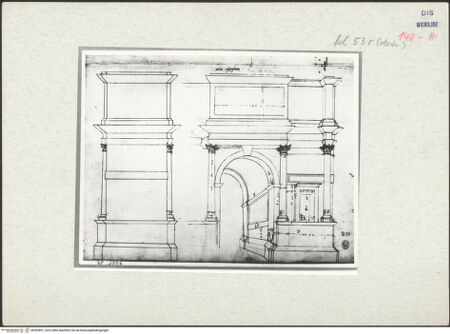 Vorderseite von Bibliotheca Hertziana [https://www.deutsche-digitale-bibliothek.de/content/lizenzen/rv-ez/] Codex Destailleur DTitus-Bogen: Verschiedene Ansichten - , bh305897_recto. Foto.