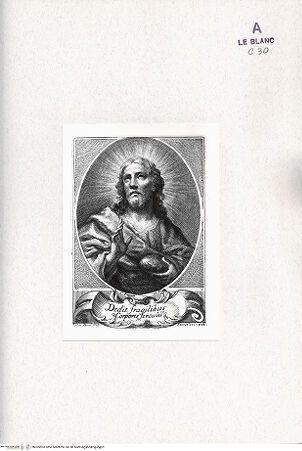 Vorderseite von Bibliotheca Hertziana [http://creativecommons.org/publicdomain/mark/1.0/] Raccolta Di Cento Pensieri Diversi Di Anton Domenico Gabbiani Pittor Fiorentino; In Firenze : Nella Stamperia Moückiana,  1762Jesus segnet das Brot - (aus "Raccolta"), bh305903. Foto.