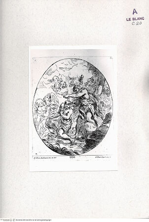 Vorderseite von Bibliotheca Hertziana [http://creativecommons.org/publicdomain/mark/1.0/] Raccolta Di Cento Pensieri Diversi Di Anton Domenico Gabbiani Pittor Fiorentino; In Firenze : Nella Stamperia Moückiana,  1762Die Taufe Christi (Bl. XXVI) - (aus "Raccolta"), bh305906. Foto.