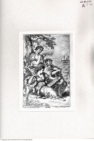 Vorderseite von Bibliotheca Hertziana [http://creativecommons.org/publicdomain/mark/1.0/] Raccolta Di Cento Pensieri Diversi Di Anton Domenico Gabbiani Pittor Fiorentino; In Firenze : Nella Stamperia Moückiana,  1762Die freien Künste (Bl. XXVIII) - (aus "Raccolta"), bh305908. Foto.