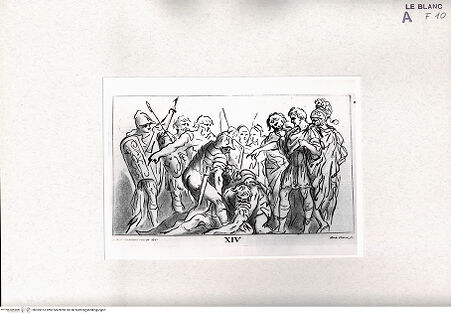 Vorderseite von Bibliotheca Hertziana [http://creativecommons.org/publicdomain/mark/1.0/] Raccolta Di Cento Pensieri Diversi Di Anton Domenico Gabbiani Pittor Fiorentino; In Firenze : Nella Stamperia Moückiana,  1762Szene aus der Alexandergeschichte (Bl. XIV) - (aus "Raccolta"), bh305913. Foto.