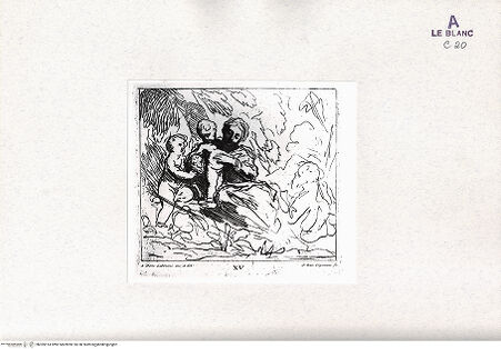 Vorderseite von Bibliotheca Hertziana [http://creativecommons.org/publicdomain/mark/1.0/] Raccolta Di Cento Pensieri Diversi Di Anton Domenico Gabbiani Pittor Fiorentino; In Firenze : Nella Stamperia Moückiana,  1762Ruhe auf der Flucht nach Ägypten (Bl. XV) - (aus "Raccolta"), bh305914. Foto.