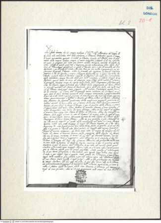 Vorderseite von Warburg Institute [https://www.deutsche-digitale-bibliothek.de/content/lizenzen/rv-ez/] Album CarpioVorwort zur Sammlungstätigkeit des Marquis von Carpio - , bh306110_recto. Foto.