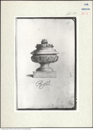 Vorderseite von Warburg Institute [https://www.deutsche-digitale-bibliothek.de/content/lizenzen/rv-ez/] Album CarpioGefäß mit Deckel - , bh306120_recto. Foto.