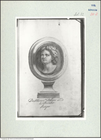 Vorderseite von Warburg Institute [https://www.deutsche-digitale-bibliothek.de/content/lizenzen/rv-ez/] Album CarpioMarmorrelief mit dem Porträt einer Nymphe - , bh306130_recto. Foto.