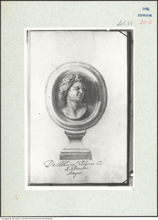 Vorderseite von Warburg Institute [https://www.deutsche-digitale-bibliothek.de/content/lizenzen/rv-ez/] Album CarpioMarmorrelief mit dem Porträt eines Satyr - , bh306131_recto. Foto.