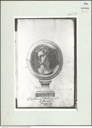 Vorderseite von Warburg Institute [https://www.deutsche-digitale-bibliothek.de/content/lizenzen/rv-ez/] Album CarpioMarmorrelief mit dem Porträt einer Nymphe - , bh306135_recto. Foto.