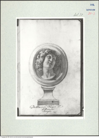 Vorderseite von Warburg Institute [https://www.deutsche-digitale-bibliothek.de/content/lizenzen/rv-ez/] Album CarpioMarmorrelief mit dem Porträt einer Nymphe - , bh306136_recto. Foto.