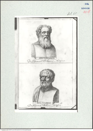 Vorderseite von Warburg Institute [https://www.deutsche-digitale-bibliothek.de/content/lizenzen/rv-ez/] Album CarpioBüsten des Aristophanes und des Miltiades aus Marmor - , bh306165_recto. Foto.