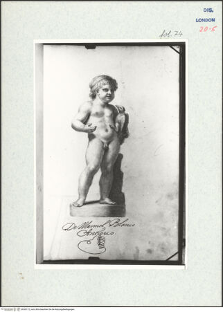 Vorderseite von Warburg Institute [https://www.deutsche-digitale-bibliothek.de/content/lizenzen/rv-ez/] Album CarpioSkulptur eines Knaben mit einem Greifvogel, Ganymed (?) - , bh306172_recto. Foto.