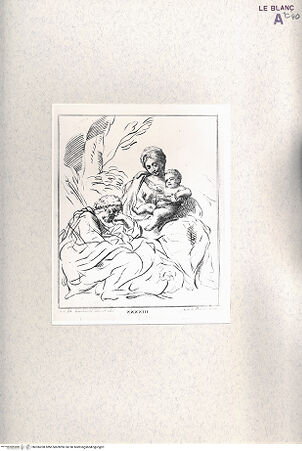 Vorderseite von Bibliotheca Hertziana [http://creativecommons.org/publicdomain/mark/1.0/] Raccolta Di Cento Pensieri Diversi Di Anton Domenico Gabbiani Pittor Fiorentino; In Firenze : Nella Stamperia Moückiana,  1762Die Heilige Familie (Bl. XXXXIII) - (aus "Raccolta"), bh306208. Foto.