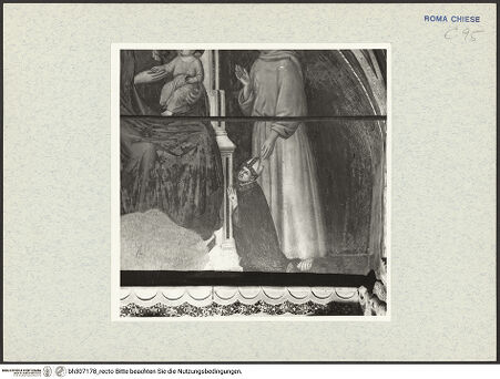 Vorderseite von ICCD [https://www.deutsche-digitale-bibliothek.de/content/lizenzen/rv-ez/] Grabmonument von Kardinal Matteo AquaspartaThronende Maria mit Kind, der heilige Matthäus und der heilige Franziskus, der den knienden Stifter Matteo Aquasparta empfiehlt - Detail: Kardinal im Gebet, bh307178_recto. Foto.