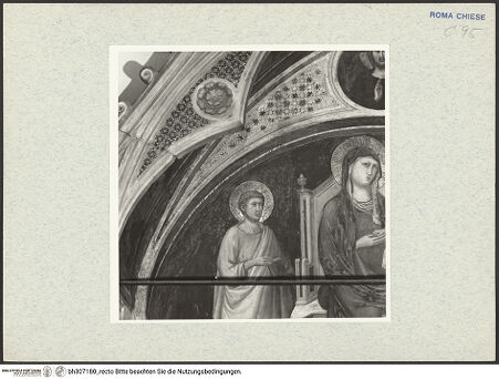 Vorderseite von ICCD [https://www.deutsche-digitale-bibliothek.de/content/lizenzen/rv-ez/] Grabmonument von Kardinal Matteo AquaspartaThronende Maria mit Kind, der heilige Matthäus und der heilige Franziskus, der den knienden Stifter Matteo Aquasparta empfiehlt - Detail: Madonna und Johannes, bh307180_recto. Foto.