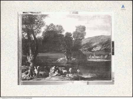 Vorderseite von ICCD [https://www.deutsche-digitale-bibliothek.de/content/lizenzen/rv-ez/] Landschaft mit Pan und Diana - Gesamtansicht ohne Rahmen, bh307513_recto. Foto.