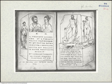 Vorderseite von Warburg Institute [https://www.deutsche-digitale-bibliothek.de/content/lizenzen/rv-ez/] Inscriptionum antiquarum (Codex Holmiensis)Römisches Grabmal - , bh309505_recto. Foto.