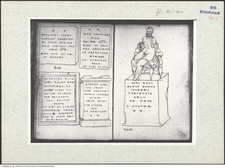 Vorderseite von Kungliga Biblioteket [https://www.deutsche-digitale-bibliothek.de/content/lizenzen/rv-ez/] Inscriptionum antiquarum (Codex Holmiensis)Vier römische Grabinschriften, in Baiae - , bh309509_recto. Foto.