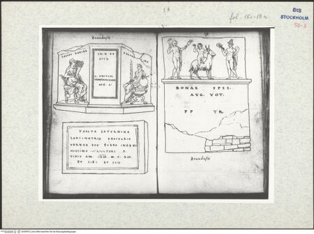 Vorderseite von Kungliga Biblioteket [https://www.deutsche-digitale-bibliothek.de/content/lizenzen/rv-ez/] Inscriptionum antiquarum (Codex Holmiensis)Römisches Grabmonument und Grabinschrift, in Brindisi - , bh309512_recto. Foto.