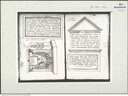 Vorderseite von Warburg Institute [https://www.deutsche-digitale-bibliothek.de/content/lizenzen/rv-ez/] Inscriptionum antiquarum (Codex Holmiensis)Römische Inschrift und Grabmal; in Rom - , bh309535_recto. Foto.