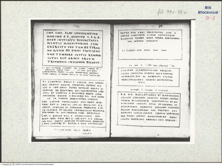 Vorderseite von Warburg Institute [https://www.deutsche-digitale-bibliothek.de/content/lizenzen/rv-ez/] Inscriptionum antiquarum (Codex Holmiensis)Römische Inschriften; in Rom - , bh309615_recto. Foto.