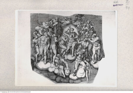 Vorderseite von Bibliotheca Hertziana [http://creativecommons.org/publicdomain/mark/1.0/] Jüngstes Gericht in der Sixtinischen Kapelle, Detail (Sektion D) - , bh310202. Foto.