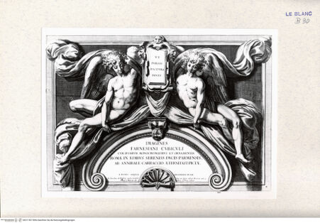 Vorderseite von Landesbildstelle Rheinland [http://creativecommons.org/publicdomain/mark/1.0/] Imagines Farnesinae Cubiculi; Stichfolge nach dem Freskenzyklus im Schlafgemach des Palazzo FarneseTitelblatt - , bh311507. Foto.