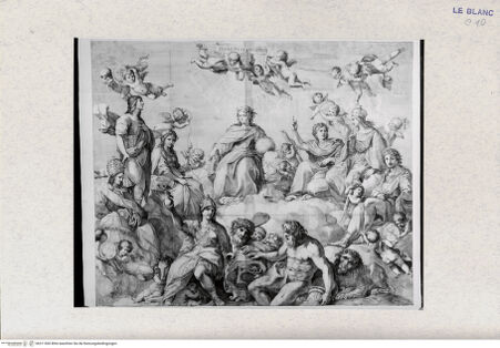 Vorderseite von Landesbildstelle Rheinland [http://creativecommons.org/publicdomain/mark/1.0/] Die "Conclusiones Philosophicae" und "Conclusiones Theologicae" des Giberto Borromeo, dem Papst Urban VIII. zugeeignet (oberer Teil) - , bh311560. Foto.