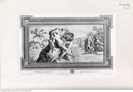 Vorderseite von Landesbildstelle Rheinland [http://creativecommons.org/publicdomain/mark/1.0/] Galeriae Farnesina Icones...; Stichfolge nach dem Freskenzyklus mit den Liebschaften der Götter in der Galleria FarnesePerseus und Andromeda (2) - , bh311676. Foto.