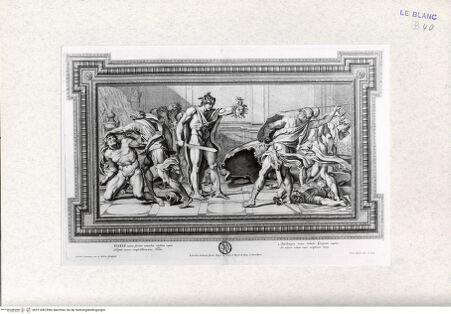 Vorderseite von Landesbildstelle Rheinland [http://creativecommons.org/publicdomain/mark/1.0/] Galeriae Farnesina Icones...; Stichfolge nach dem Freskenzyklus mit den Liebschaften der Götter in der Galleria FarneseDer Kampf des Perseus mit Phineus (4) - , bh311680. Foto.