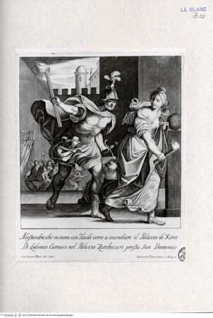 Vorderseite von Landesbildstelle Rheinland [http://creativecommons.org/publicdomain/mark/1.0/] Cammini dipinti da Lodovico Carracci e intagliati in rame da Carlantonio Pisarri, ohne Ort und JahrAlexander setzt mit Thais Persepolis in Brand - , bh311694. Foto.