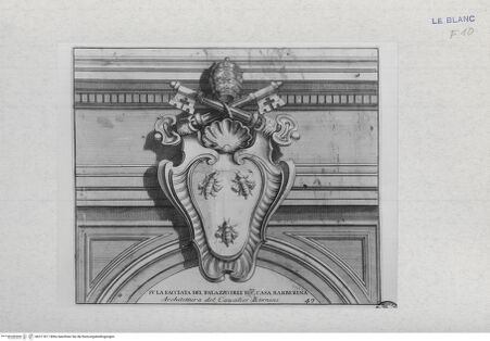 Vorderseite von Landesbildstelle Rheinland [http://creativecommons.org/publicdomain/mark/1.0/] Wappen am Palazzo Barberini - , bh311817. Foto.