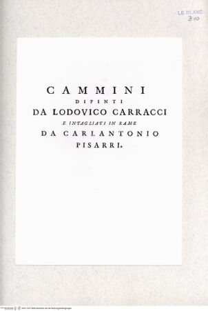 Vorderseite von Landesbildstelle Rheinland [http://creativecommons.org/publicdomain/mark/1.0/] Cammini dipinti da Lodovico Carracci e intagliati in rame da Carlantonio Pisarri, ohne Ort und JahrTitelblatt - , bh311937. Foto.